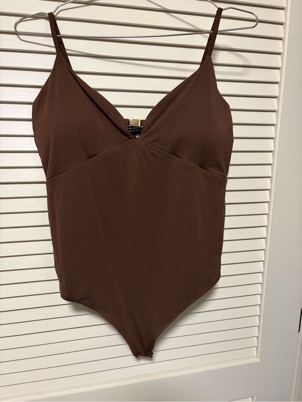 Abercrombie & Fitch Brown Girls' V-Neck One-Piece Bodysuit